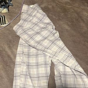 Purple and white work pants. Women’s size large 12-14